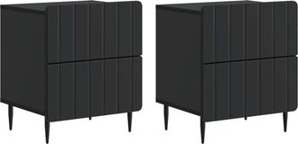 vidaXL Armario De Noche 2 Uds. Negro 43 X 34,5 X 49,5 Cm Vidaxl