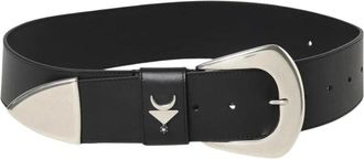 Inan Accessoires, Dames, Zwart, ONE Size, Leer, Western Buckle Leren Riem