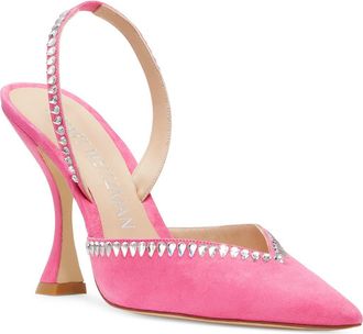 Stuart Weitzman Gemcut Curve Pointed Toe Slingback Pump in Hot Pink at Nordstrom Rack, Size 7.5