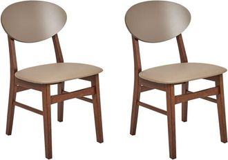Beliani Beliani - Conjunto De 2 Sillas De Comedor Asiento De Piel Sint&eacute;tica Estructura De Madera Oscura Marr&oacute;n Claro Amery