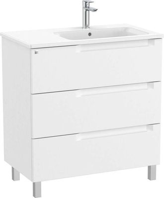Roca Roca - Pack Unik mueble de 3 cajones + lavabo a la derecha aleyda Color: Blanco mate - Medidas: 805x460x740 mm