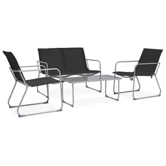 vidaXL Juego De Muebles De Jard&iacute;n 4 Piezas Tela Y Acero Negro Vidaxl
