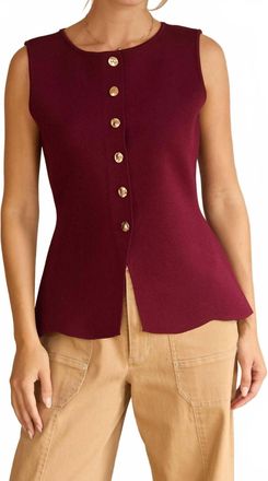 Skies Are Blue Clothing Sleeveless Sweater Knit Peplum Top In Burgundy