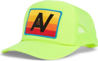 Aviator Nation Logo Rainbow Trucker Hat in Neon Yellow at Nordstrom