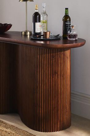 Anthropologie Scout Burl Wood Fluted Console Table