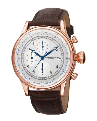 Akribos XXIV Akribos Xxiv Mens Genuine Leather Chronograph Watch