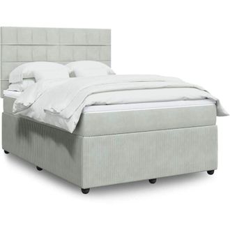 vidaXL Vidaxl - Cama Box Spring Con Colch&oacute;n Terciopelo Gris Claro 160x200 Cm