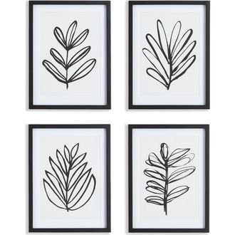Napa Home & Garden Sketched Leaf Prints Set of 4 in Black at Nordstrom, Size Medium