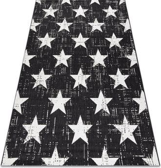 RugsX Rugsx - Alfombra De Cuerda Sisal Flat 48648/690 Estrellas Black 140x200 Cm