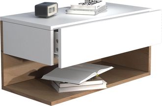 ebuy24 Armario De Noche Vcm Caj&oacute;n De Pared Tablero De Pared Mesita De Noche Dimensiones Aprox. Al. 30 X An. 60 X P. 32 Cm - Usal Xl 60 Cm (blanco / Roble De 