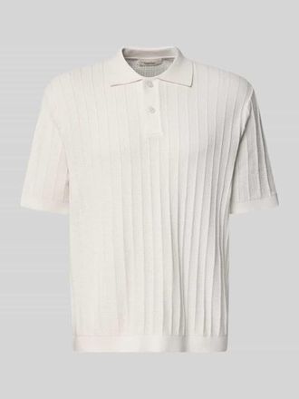Selected Regular Fit Poloshirt aus Baumwoll-Strick Modell DANE in Offwhite Melange, Gr&ouml;&szlig;e XXL