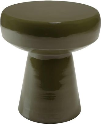 Macabane Mesa auxiliar de dise&ntilde;o en hierro color verde pino