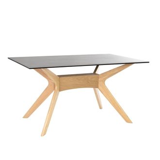 Koketto Home Mesa de comedor 140 tapa porcelanico gris y patas roble