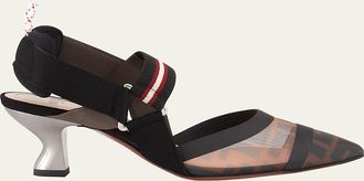 Fendi Colibri Runway Mesh FF Slingback Pumps
