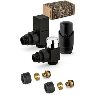 APM Apm - Kit V&aacute;lvula De Mobiliario Termost&aacute;tica Negra Y Cromada, Modelo Cuadrado 107knn 015 M 16 12 Negro
