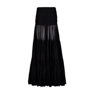 Saint Laurent Elegant Silk Ruffled Maxi Skirt
