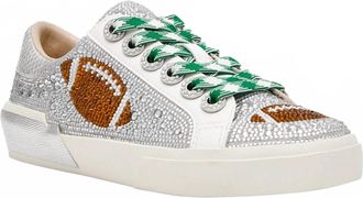 Betsey Johnson Womens Archy Lace-Up Sneaker In Silver Football