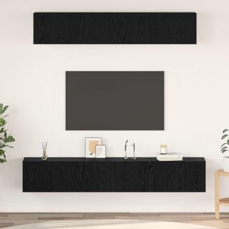 Berkfield Home Wall-mounted Other with Storage with Door 5 pcs Black oak 80 x 30 x 30 cm Engineered wood