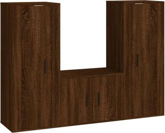 vidaXL Vidaxl - Set De Muebles Para Tv 3 Pzas Madera Contrachapada Roble Marr&oacute;n