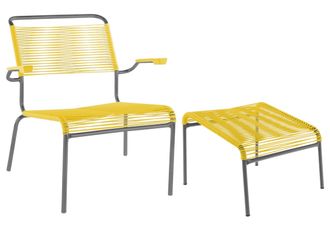 Schubiger M&ouml;bel Spaghetti-Lounger + Hocker S&auml;ntis mit Armlehnen