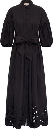 Maison Common Poplin Dress With Big Leave Embroidery in Black at Nordstrom, Size 36