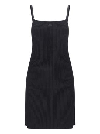 Courr&egrave;ges Mini Logo Dress In Black Fabric Ribbed Knit