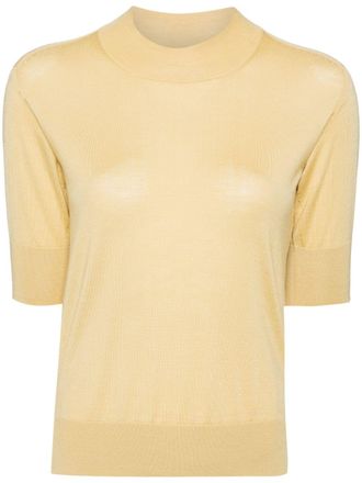 Jil Sander mock-neck knitted top - women - Silk/Cashmere/Virgin Wool - 36 - Yellow