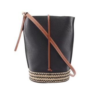 Loewe Pre-owned Gate Leather Raffia Bucket Shoulder Bag - Dames - Vintage Schoudertas - Zwart - ONE Size - Leer - Vintage