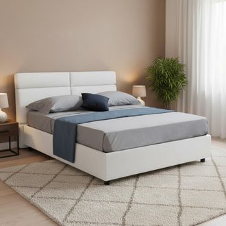 Dmora Cama Doble Ator, Cama Doble Desenfundable, Contenedor Made In Italy, Tama&ntilde;o Colch&oacute;n 160x200 Cm, Blanca