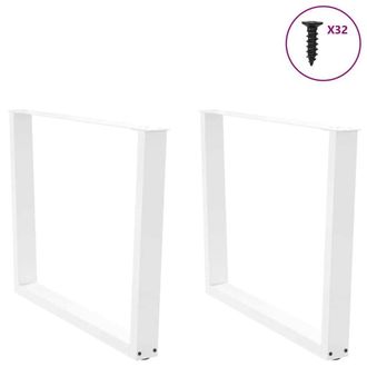 Berkfield Home Modern Dining Table Legs V-Shape 2 pcs White 100x(72-73.3) cm Steel