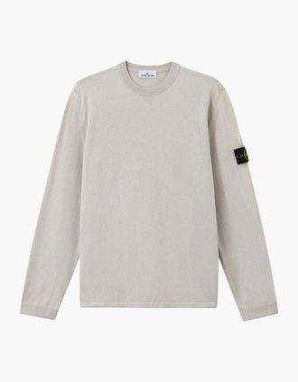 Stone Island Mens Stone Island Light Raw Hand Organic Pearl Grey Sweatshirt - Size: 38