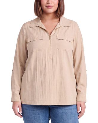 Anne Klein Plus Half Zip Collar Shirt