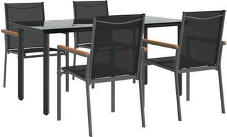 vidaXL 5 Piece Garden Dining Set Black Textilene and Steel Vidaxl