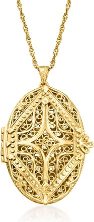 Ross-Simons 18kt Gold Over Sterling Filigree Locket Pendant Necklace