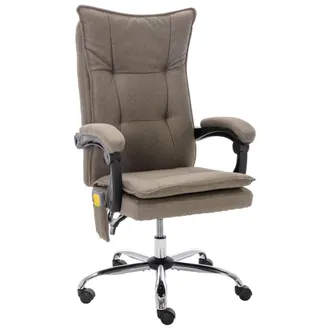 vidaXL Silla De Oficina De Masaje De Tela Gris Taup&eacute; Vidaxl