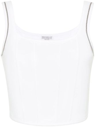 Brunello Cucinelli Canotta con decorazione Monili - Bianco