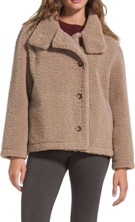 Deha Boxy Short Coat with Plush Teddy Bear Texture
