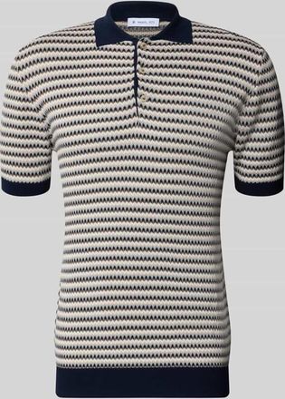 Manuel Ritz Regular Fit Poloshirt im Allover-Look mit Knopfleiste in Marine, Gr&ouml;&szlig;e XL