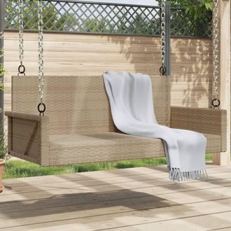vidaXL Banco Columpio De Rat&aacute;n Sint&eacute;tico Beige 119x56x48 Cm Vidaxl
