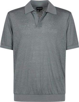 Giorgio Armani Stijlvolle Polo Shirts Collectie - Heren - Polos - Blauw - XL - Polyester - Tops
