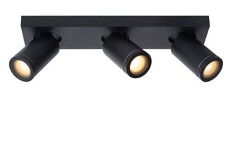 Lucide TAYLOR Dimmable Tiltable Bathroom LED Ceiling Spotlight Bar GU10 in Black