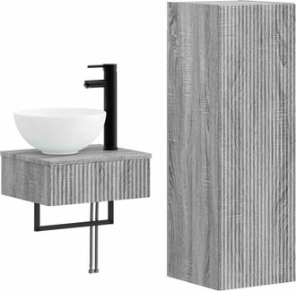vidaXL Juego De Muebles De Ba&ntilde;o 2 Uds. Sonoma Gris 33 X 34,5 X 100 Cm Vidaxl