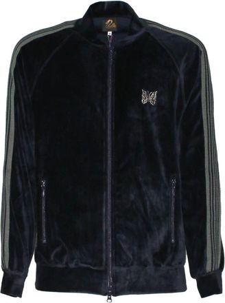 Needles Blauwe Zip Sweater in Chenille - Heren - Vesten met rits - Blauw - L - Katoen - Hoodies & sweatvesten