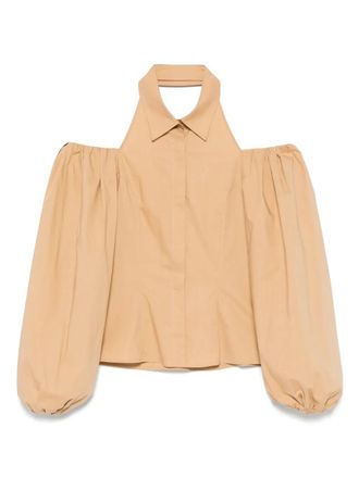 MVP Wardrobe off-shoulder shirt - women - Cotton - 38 - Brown