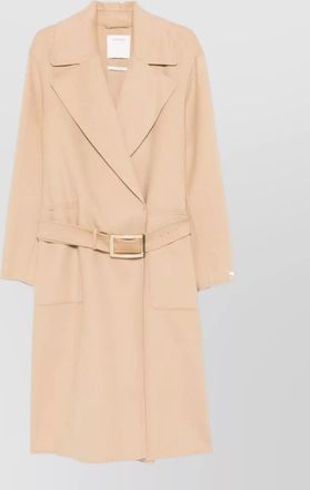 Sportmax long sleeve coat belted waist pockets lapels