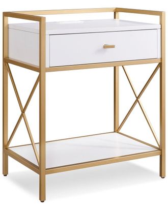 Leick Home Claudette Modern Solid Wood & Metal Nightstand With Usb-C Charging Station