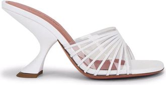 Amina Muaddi Witte Leren Muiltjes - Dames - Muiltjes - Wit - 38 1/2 EU - Schoenen