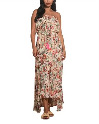 Elan Floral Strapless Maxi Dress In Pink