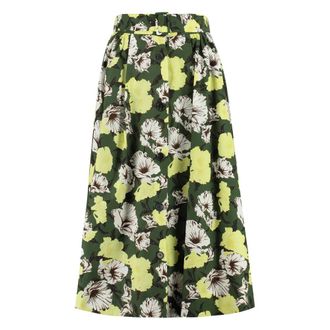 Msgm Midi Skirts, female, Multicolor, Size: XS Printed Cotton Skirt