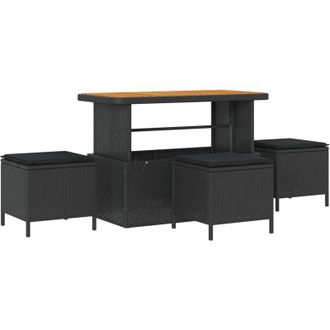 vidaXL Conjunto De Comedor De Jard&iacute;n 4 Pcs Negro Polirat&aacute;n Vidaxl